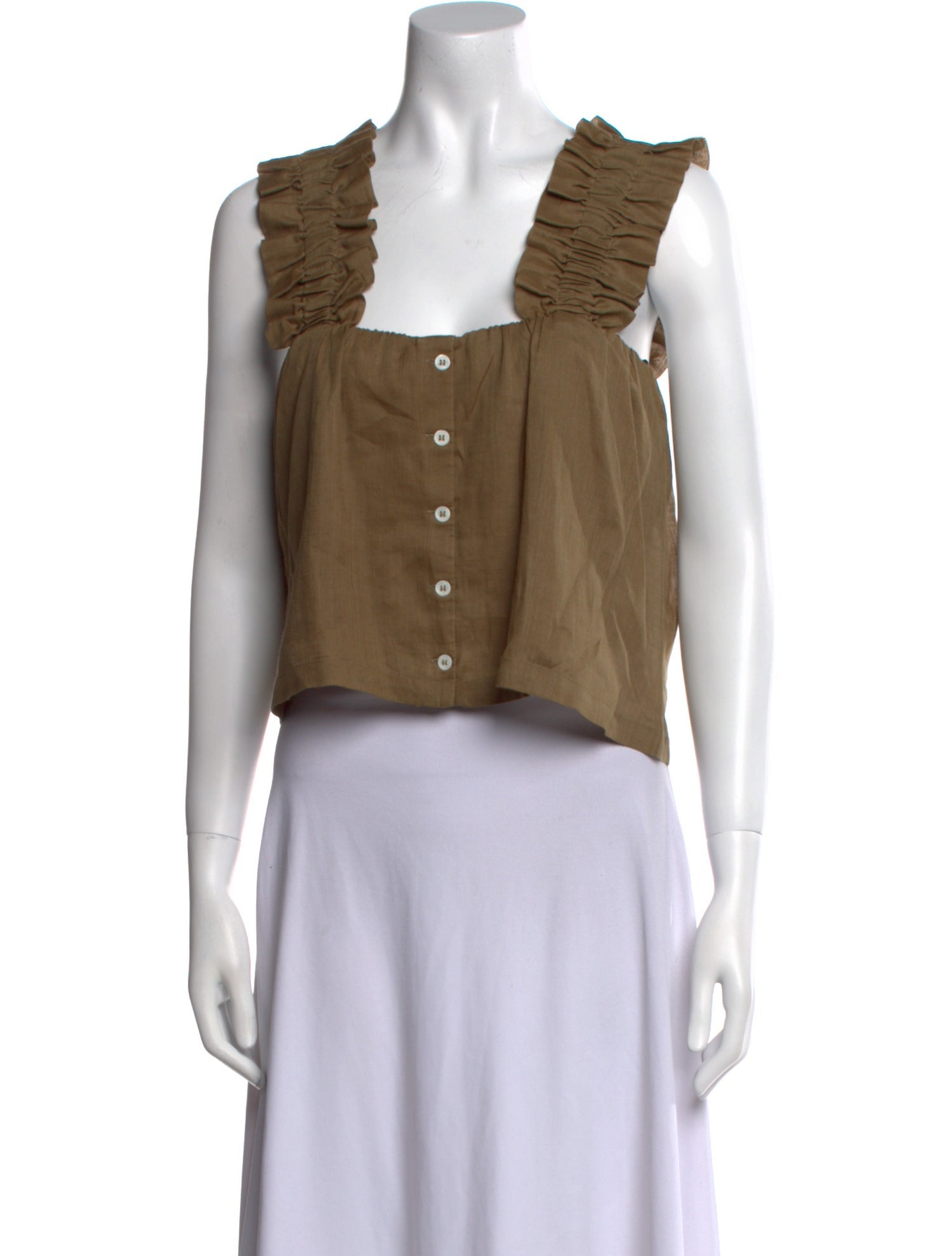 FRAME Square Neckline Sleeveless Crop Top